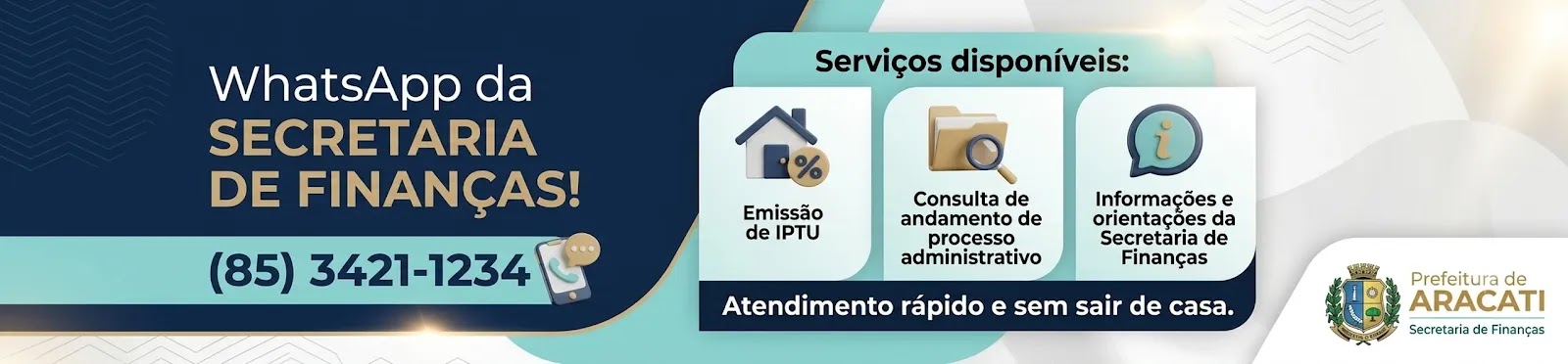 WhatsApp da Secretaria de Finanças — (85) 3421-1234
